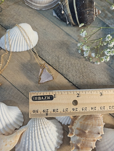 Gold Plated Natural Stone Pendant - Pink