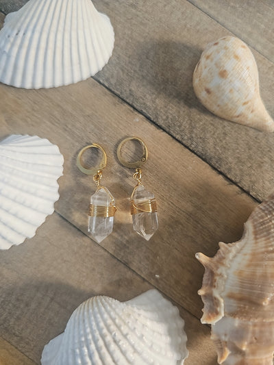 Natural Crystal Stone Healing Earrings - Rock Quartz